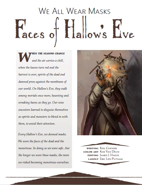 EN Publishing Faces of Hallows Eve artefakter PDF masker