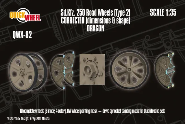 ROSSAGRAPH QuickWheel QWX-082 hjulset Sd.Kfz. 250 Dragon 1/35