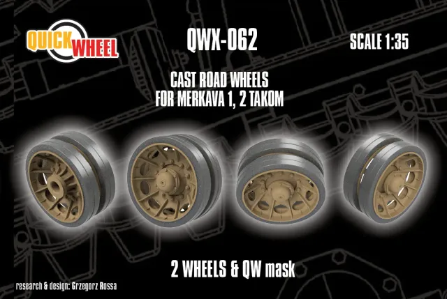Rossagraph QuickWheel QWX-062 Merkava hjul Takom 2-pack