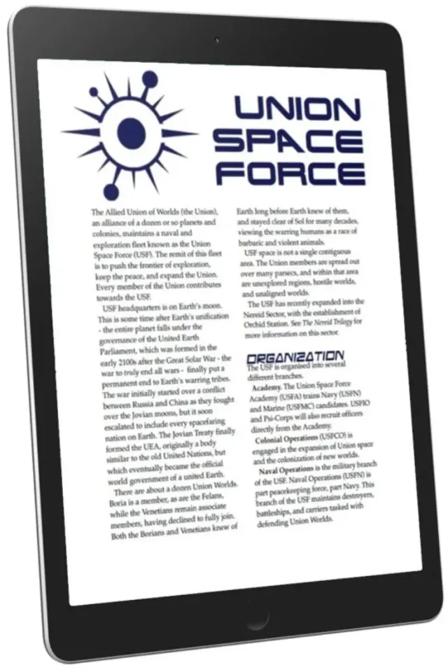EN Publishing Union Space Force rollspel PDF karriär