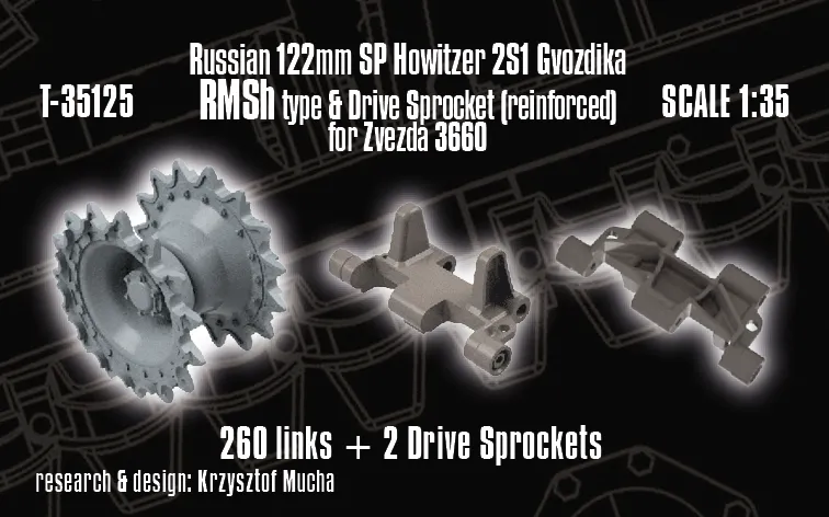 Rossagraph QuickTracks T-35125 larvband 2S1 Gvozdika 1:35 Zvezda