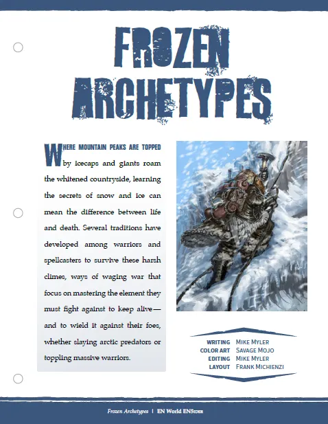 EN Publishing Frozen Archetypes rollspel PDF kyla