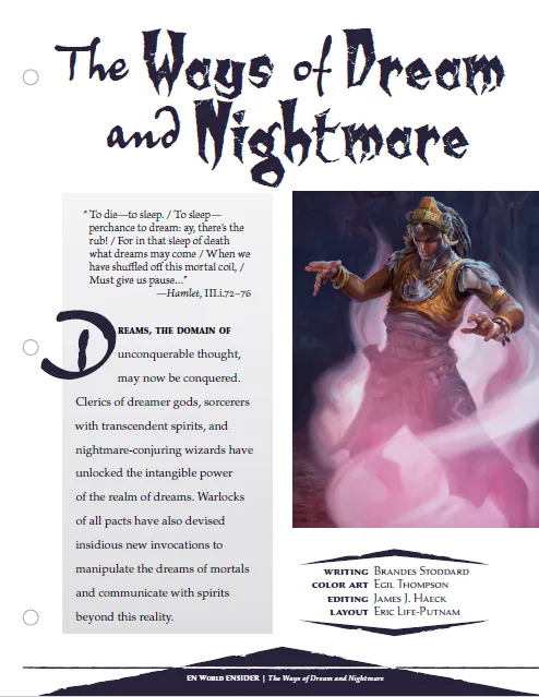 EN Publishing Ways of Dream Nightmare rollspel PDF dröm