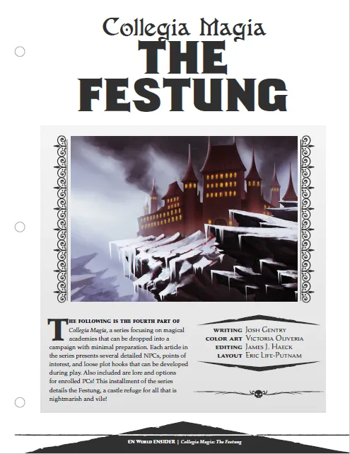 EN Publishing Collegia Magia Festung rollspel PDF slott