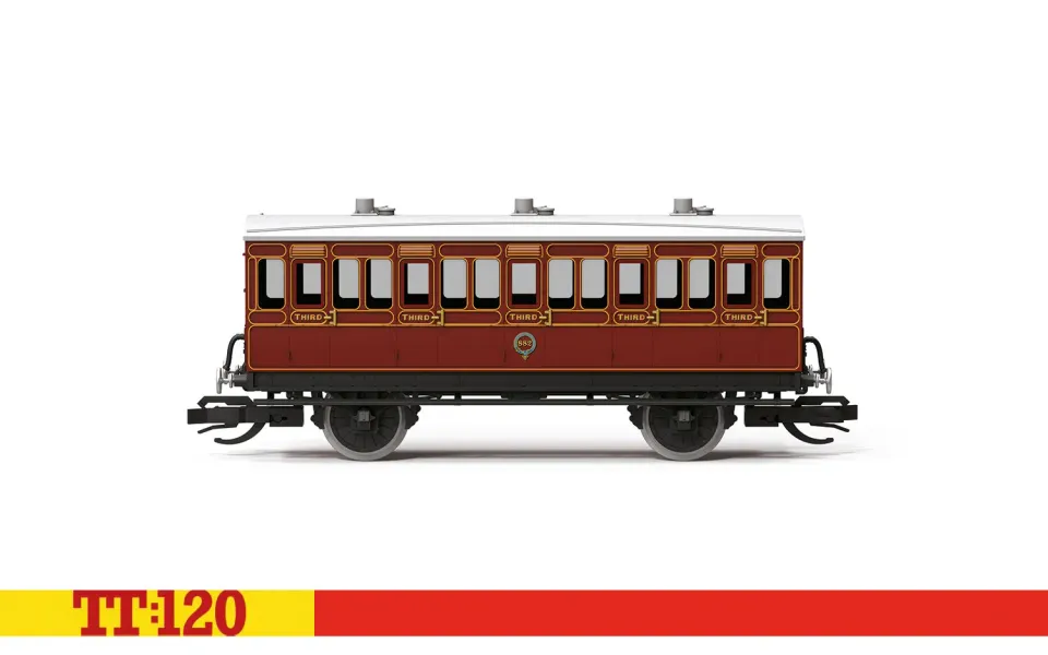 Hornby TT:120 LB&SCR 3rd Class personvagn mörkröd