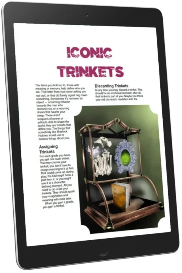 EN Publishing WOIN Iconic Trinkets rollspel PDF prylar