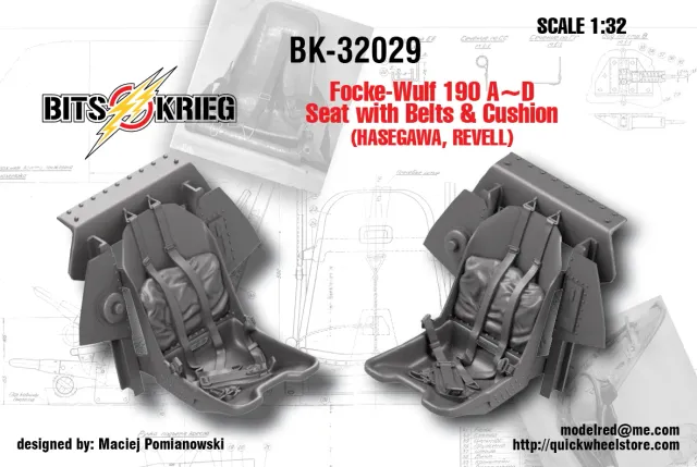 Rossagraph BitsKrieg BK32029 Fw 190 stolsats 1:32 resin Hasegawa