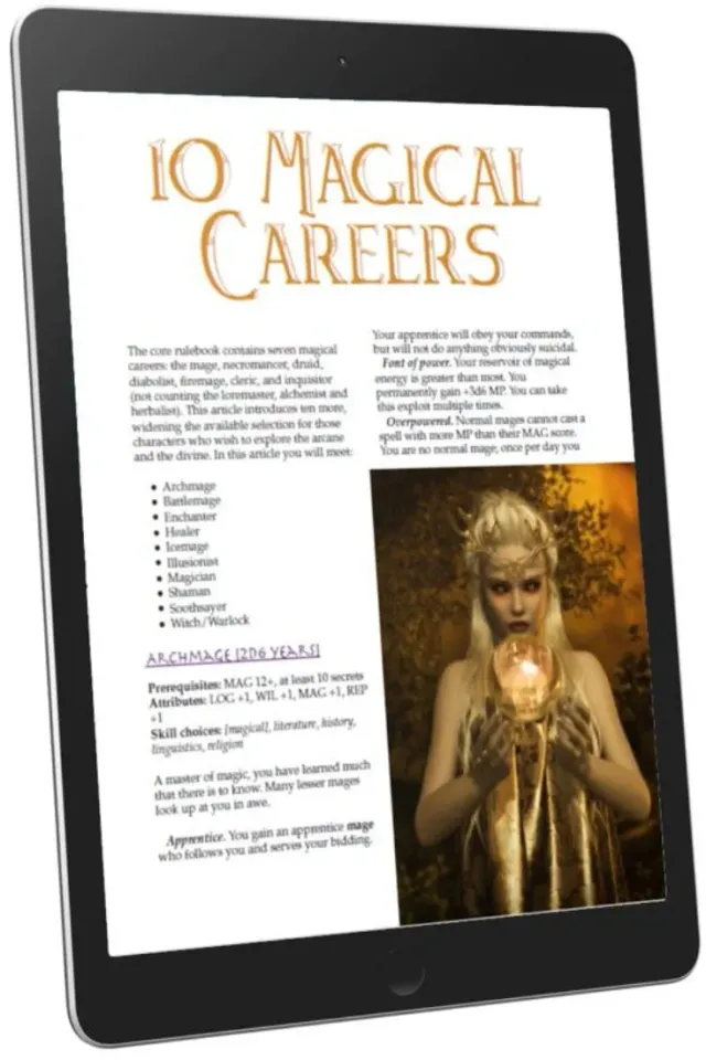 EN Publishing WOIN Ten Magical Careers rollspel PDF 10 magiyrken