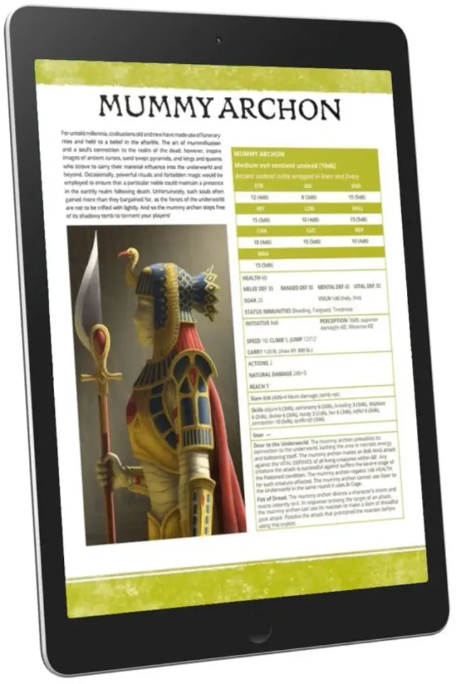 EN Publishing WOIN Mummy Archon rollspel PDF odöd monark