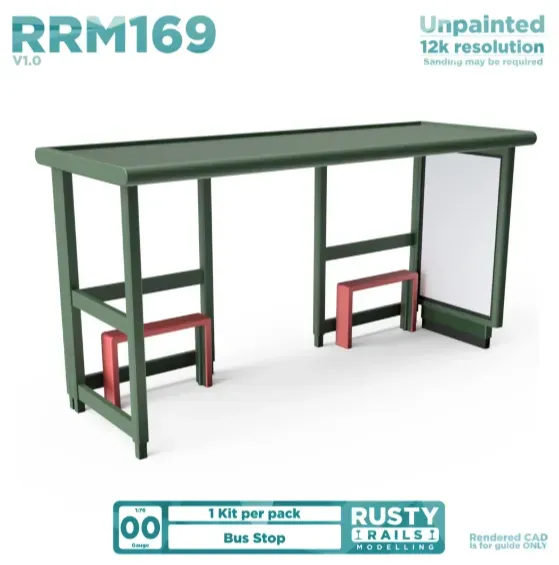 Rusty Rails OO busshållplats modellbyggsats omålad