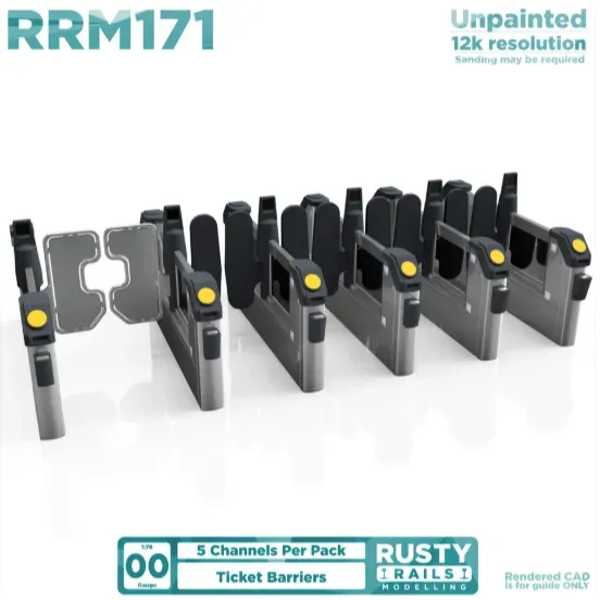 Rusty Rails Modelling Ticket Barriers spärrar OO omålade 6-pack