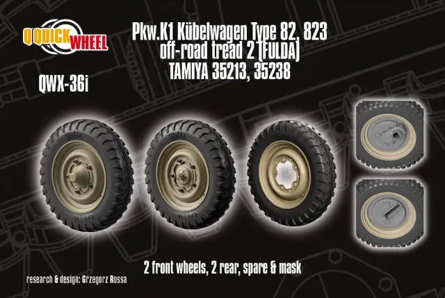 Rossagraph QuickWheel QWX-036 hjul Kübelwagen Tamiya 1/35