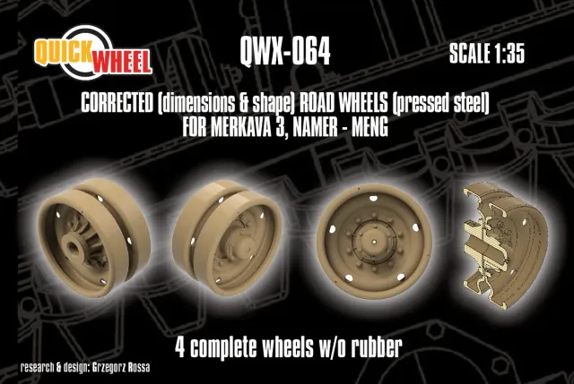 ROSSAGRAPH QuickWheel QWX-064 hjul 1:35 Merkava 3 stål