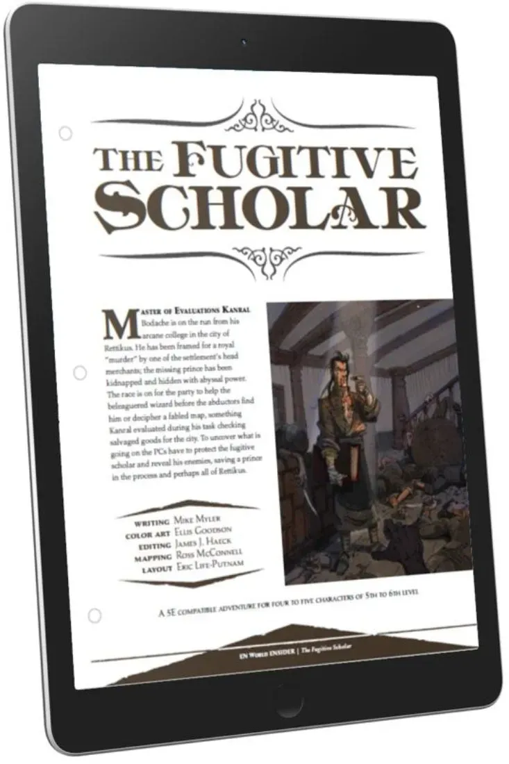 EN Publishing Fugitive Scholar D&D 5e pdf-äventyr nivå 5