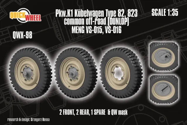 Rossagraph QuickWheel QWX-098 hjulset 1:35 Kübelwagen terräng