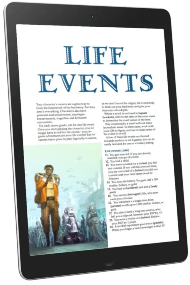 EN Publishing Life Events rollspelsbok PDF WOIN karriär