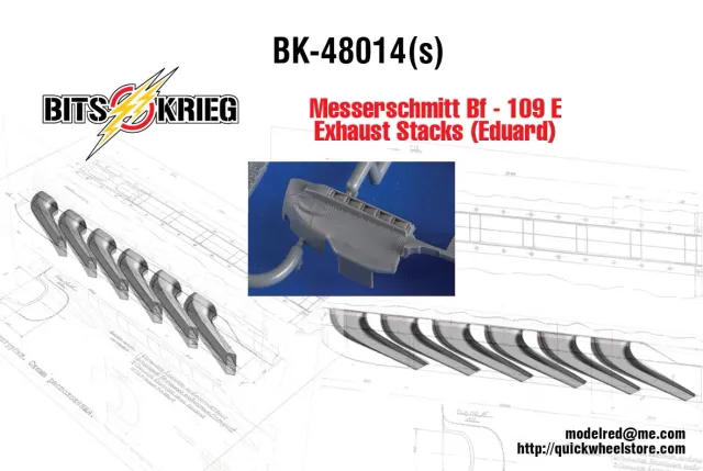 Rossagraph BitsKrieg BK48014S avgasrör Bf-109 E Eduard