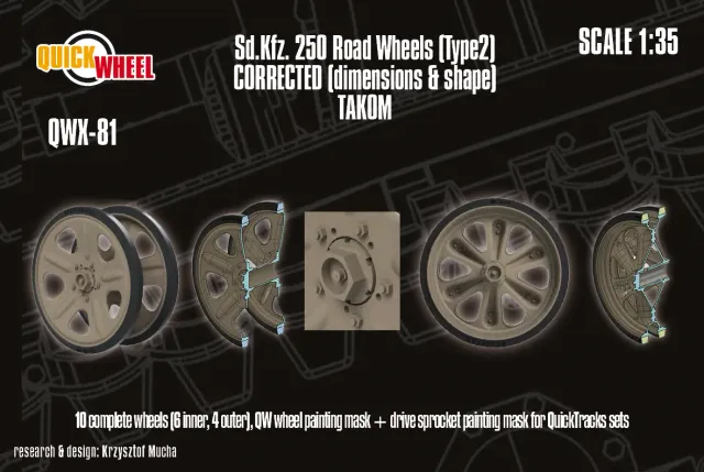 Rossagraph QuickWheel QWX-081 väghjul Sd.Kfz. 250 Takom 1:35