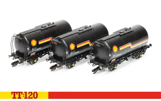 Hornby TT:120 TTA Tanker Shell modellvagn 3-pack svart
