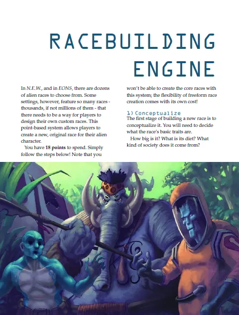 EN Publishing WOIN Racebuilding Engine rollspel PDF egen ras