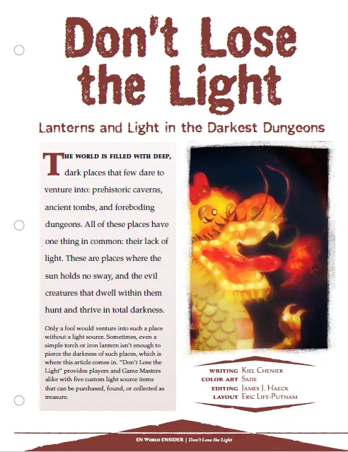 EN Publishing Don't Lose the Light magiföremål PDF ljus