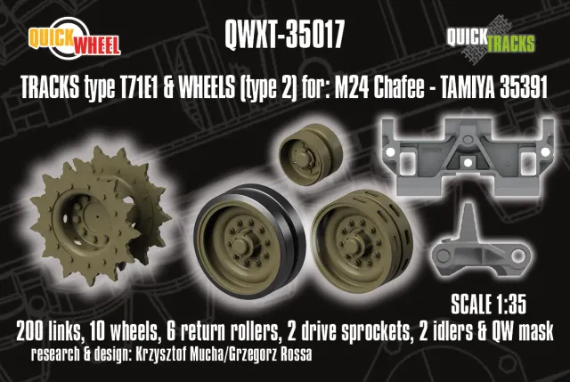 Rossagraph QuickWheel QWXT-35017 hjul- och bandset M24 Chaffee 1:35