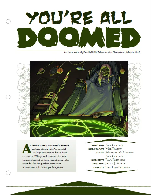 EN Publishing You're All Doomed rollspel PDF WOIN äventyr torn