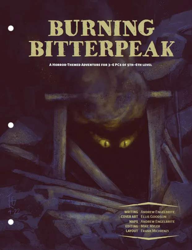 EN Publishing Burning Bitterpeak äventyr PDF D&D 5e nivå 5-6