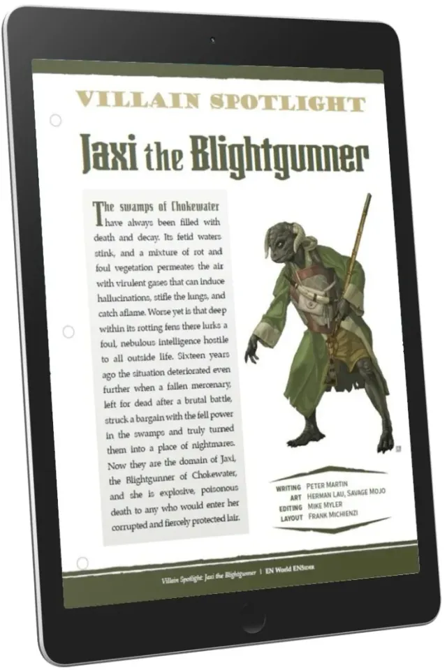 EN Publishing Villain Spotlight Jaxi the Blightgunner PDF