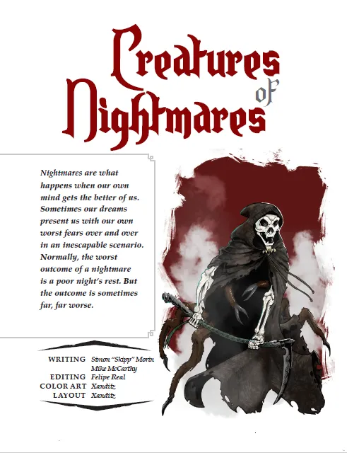 EN Publishing WOIN Creatures of Nightmares rollspel PDF skräck