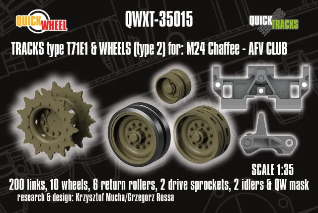 Rossagraph QuickWheel QWXT-35015 hjul+band 1/35 M24 Chaffee