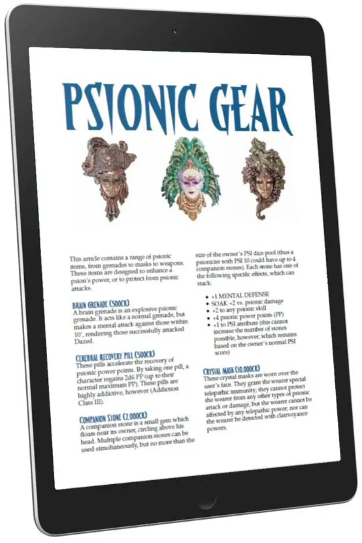 EN Publishing Psionic Gear pdf WOIN psioniska föremål