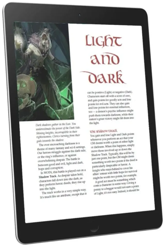 EN Publishing Light & Dark WOIN rollspel PDF skuggspår