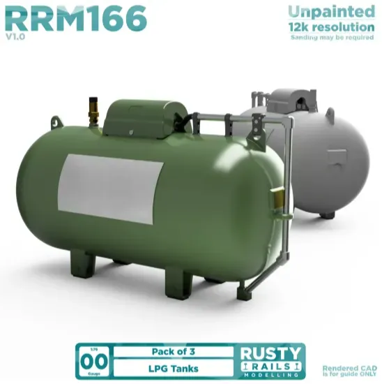 Rusty Rails OO gauge LPG-tankar modell 3-pack omålad