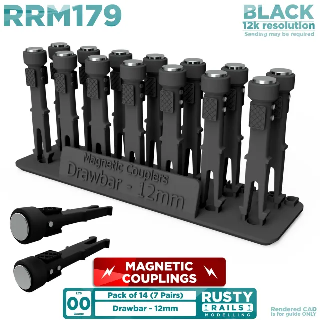 Rusty Rails 12mm Magnetic Drawbar magnetkoppling OO 7-par