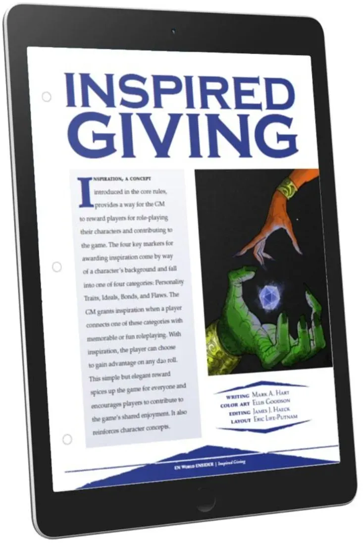EN Publishing Inspired Giving inspiration rollspel PDF D&D 5e regler