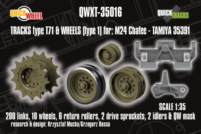 QuickWheel QWXT-35016 M24 Chaffee hjul band 1:35 Tamiya