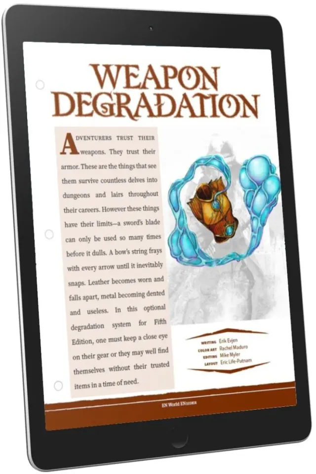 EN Publishing Weapon Degradation rollspel PDF vapenslitage