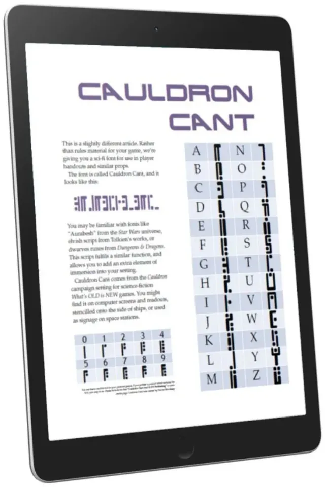EN Publishing Cauldron Cant typsnitt TTF rollspel PDF