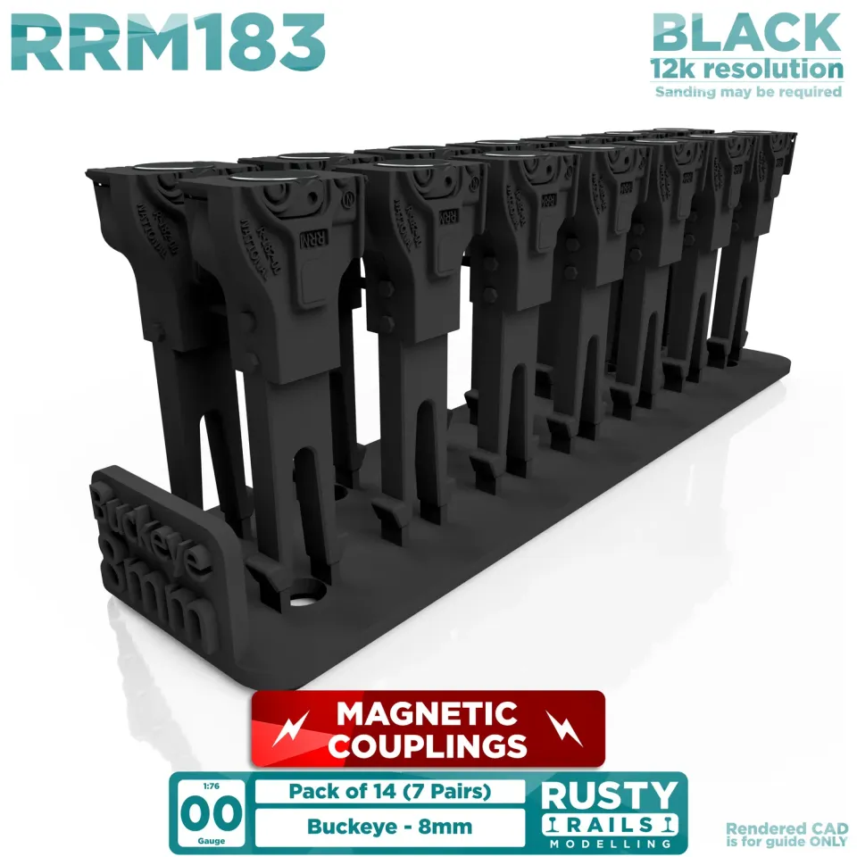 Rusty Rails Buckeye 8mm magnetkoppling OO-gauge 7-par