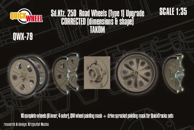 Rossagraph QuickWheel QWX-079 hjulset Sd.Kfz. 250 resin