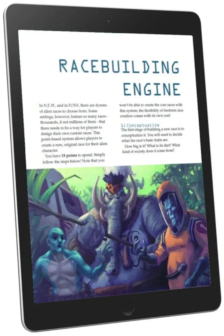 EN Publishing WOIN Racebuilding Engine rollspel PDF egen ras
