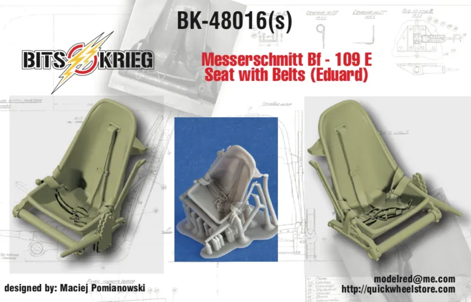 Rossagraph BitsKrieg BK48016S pilotsäte Bf-109E resin