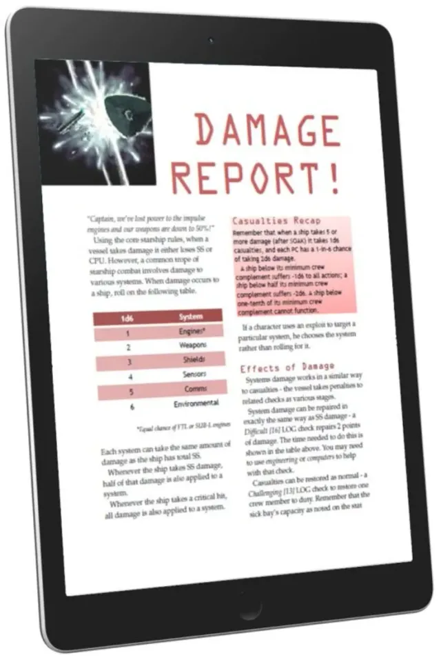 EN Publishing WOIN Damage Report rollspel PDF rymdskepp