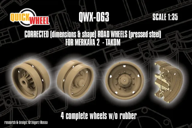 Rossagraph QuickWheel QWX-063 hjul Merkava 2 1:35 4-pack