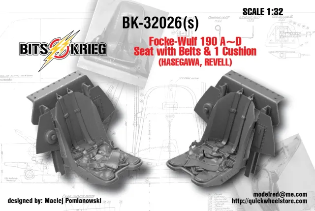 Rossagraph BitsKrieg BK32026 stol 1/32 Fw 190 bälten