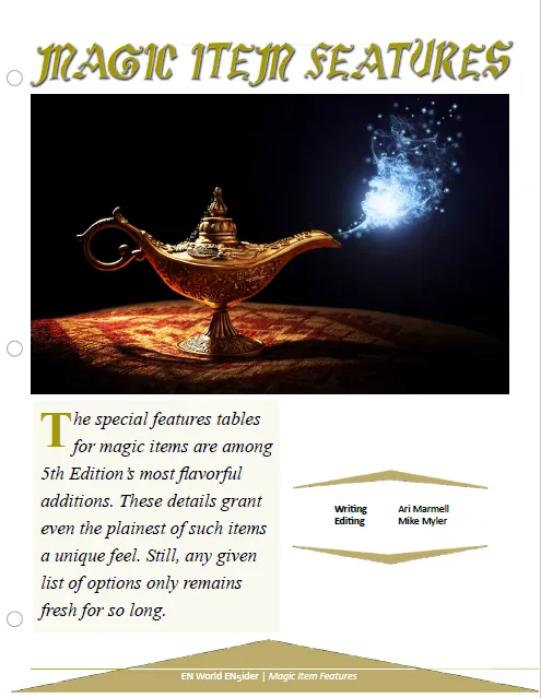 EN Publishing Magic Items Features rollspel PDF egenheter