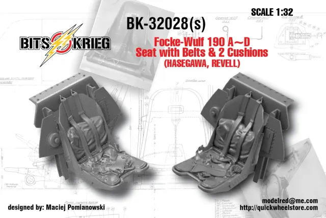 BitsKrieg BK32028 Fw 190 A-D stol med bälten 1/32