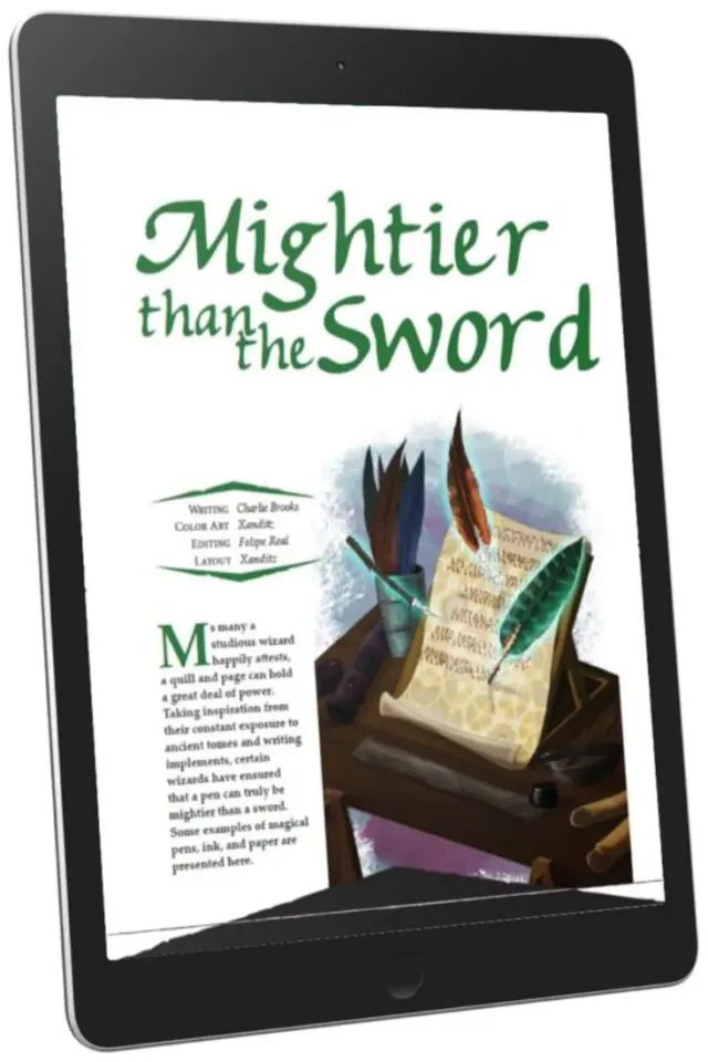 EN Publishing Mightier Than The Sword tillägg PDF magiska pennor