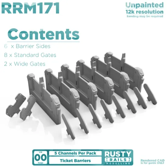 Rusty Rails Modelling Ticket Barriers spärrar OO omålade 6-pack